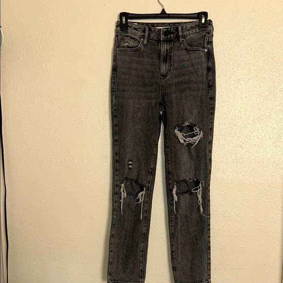 PacSun Black Distressed Ankle Cropped Jeans - Picture 1 of 5